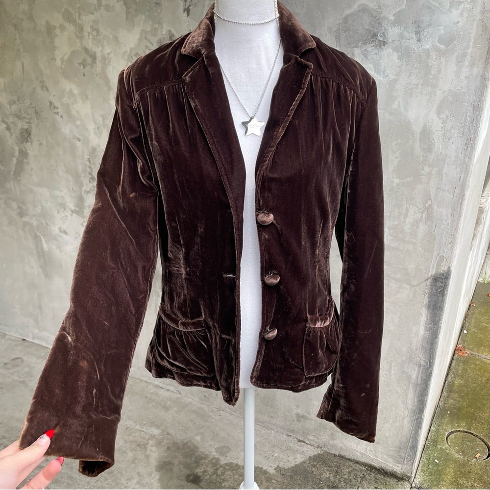 Vintage y2k Brown Velvet Blazer Jacket